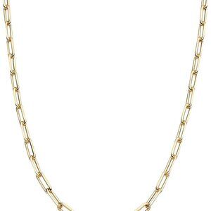 Italian Solid 925 Sterling Silver, 18Kt Gold Plated 2.5mm Paperclip Link Chain N
